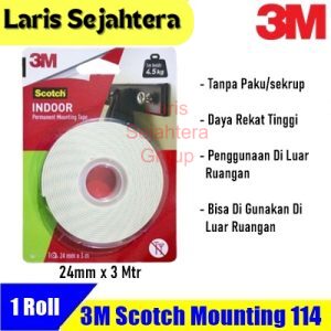 Jual Double Tape 3M 114 Scotch Mounting 24 mm x Meter