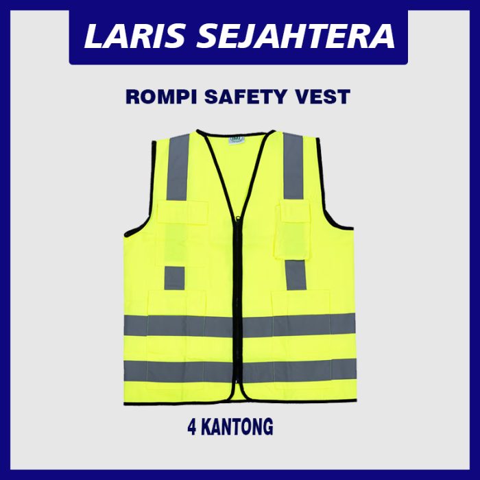 Jual Rompi safety Kuning 4 Kantong Saku