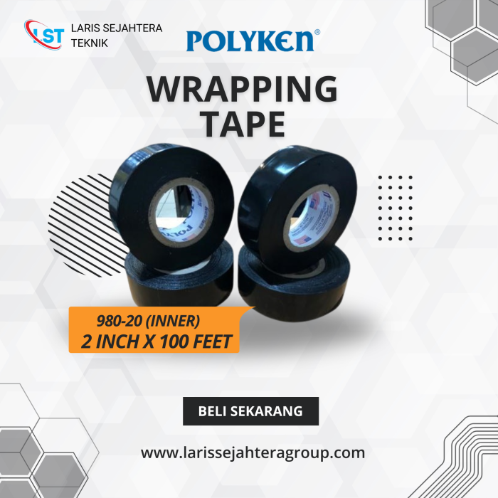 Polyken Wrapping Tape 980 20 Anti Korosi Ukuran 2 Inch x 100 Feet Hitam