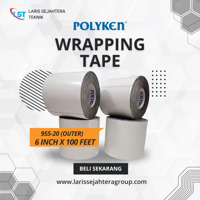 Wrapping Tape Polyken 955 20 Ukuran 6 inch x 100 Feet Putih